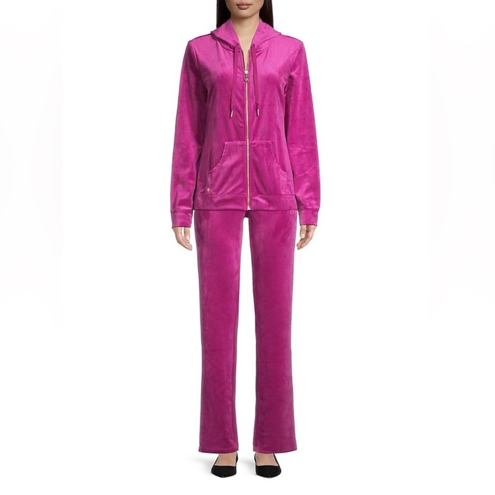 Lilli Pulitzer Dorsey Velour Track Suit in Bordeaux Berry Size S